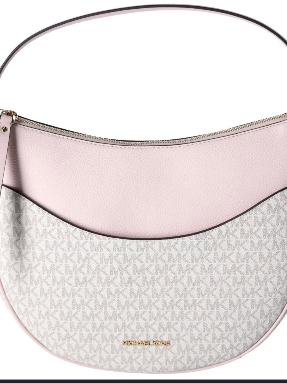 Michael Kors Light Pink Logo-Print Crescent Hobo